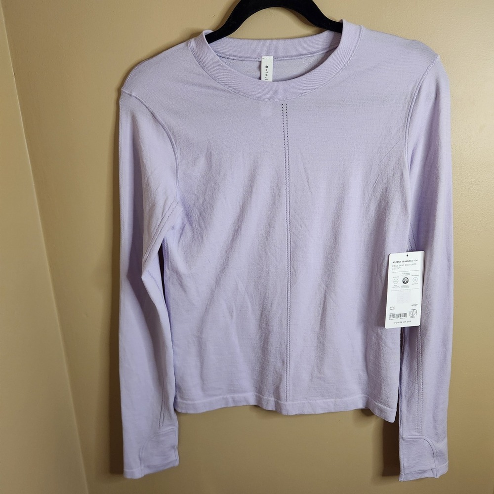 Athleta Ascent Seamless Top Lavender Purple Merino Wool Blend NWT Medium 853965
